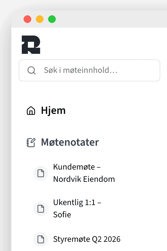 Møteoversikten i Referat med flere møter i sidefeltet